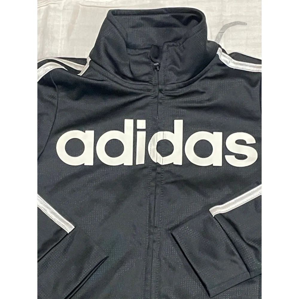Boys Adidas Black and White Track Jacket 3T